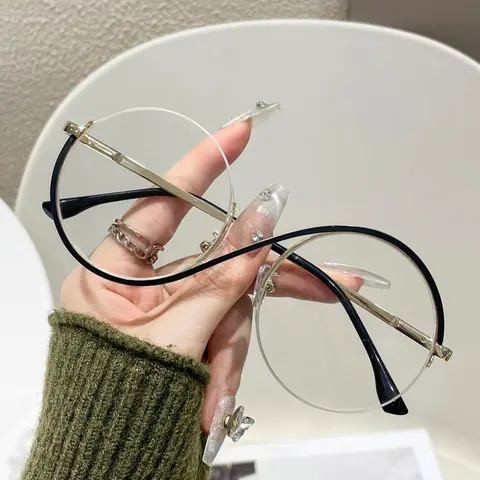Anti-blue Light Round Frame Eyeglasses for Women & Men, Metal Frame Eyeglasses, Trendy Casual Eyeglasses, Fashion Stylish Trendy Eyewear for Work, Daily Clothing Decor, Trendy Frames, Circle Glasses