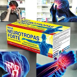 MEGA NEUROTROPAS FORTE Neurocerebral Activator Vitaminized Syrup Dietary Supplement 21 Bottles of 0.51 fl oz Each 10.71 fl oz Total