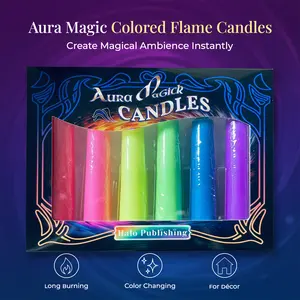Halo Publishing Aura Magic Colored Flame Candles Long Burning Color Changing for Relaxation Parties and Decor Create Magical Ambiance with Vibrant Flames