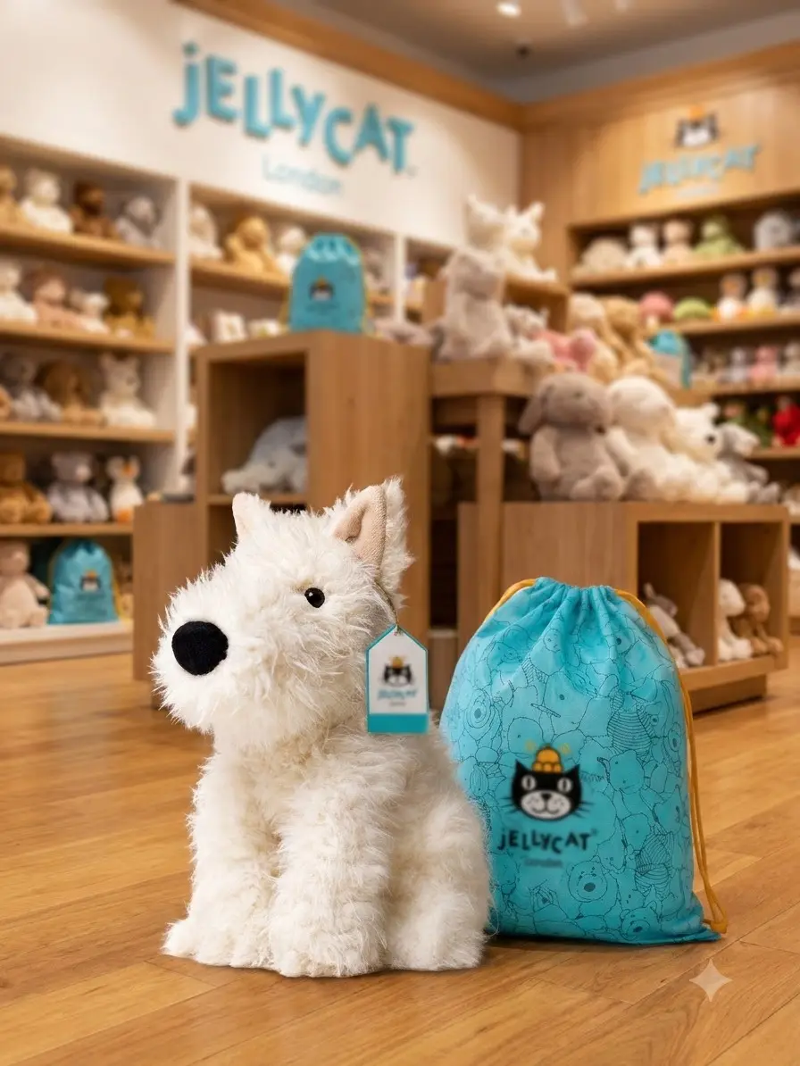 Original Munro Scottie Dog Jellycat Plush Toy | In Stock US | Authentic Gift | Free Jellycat Drawstring Bag