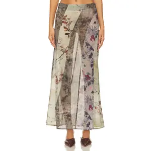 Jaded London Panelled Print Maxi Skirt in Mult