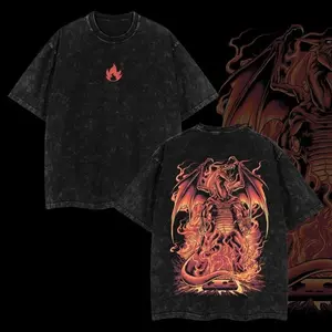 Pokemon "Charizard" Vintage Unisex Oversize Anime Manga Acid Washed Heavyweight Cotton T-shirt, graphic tee,anime lover , outfits