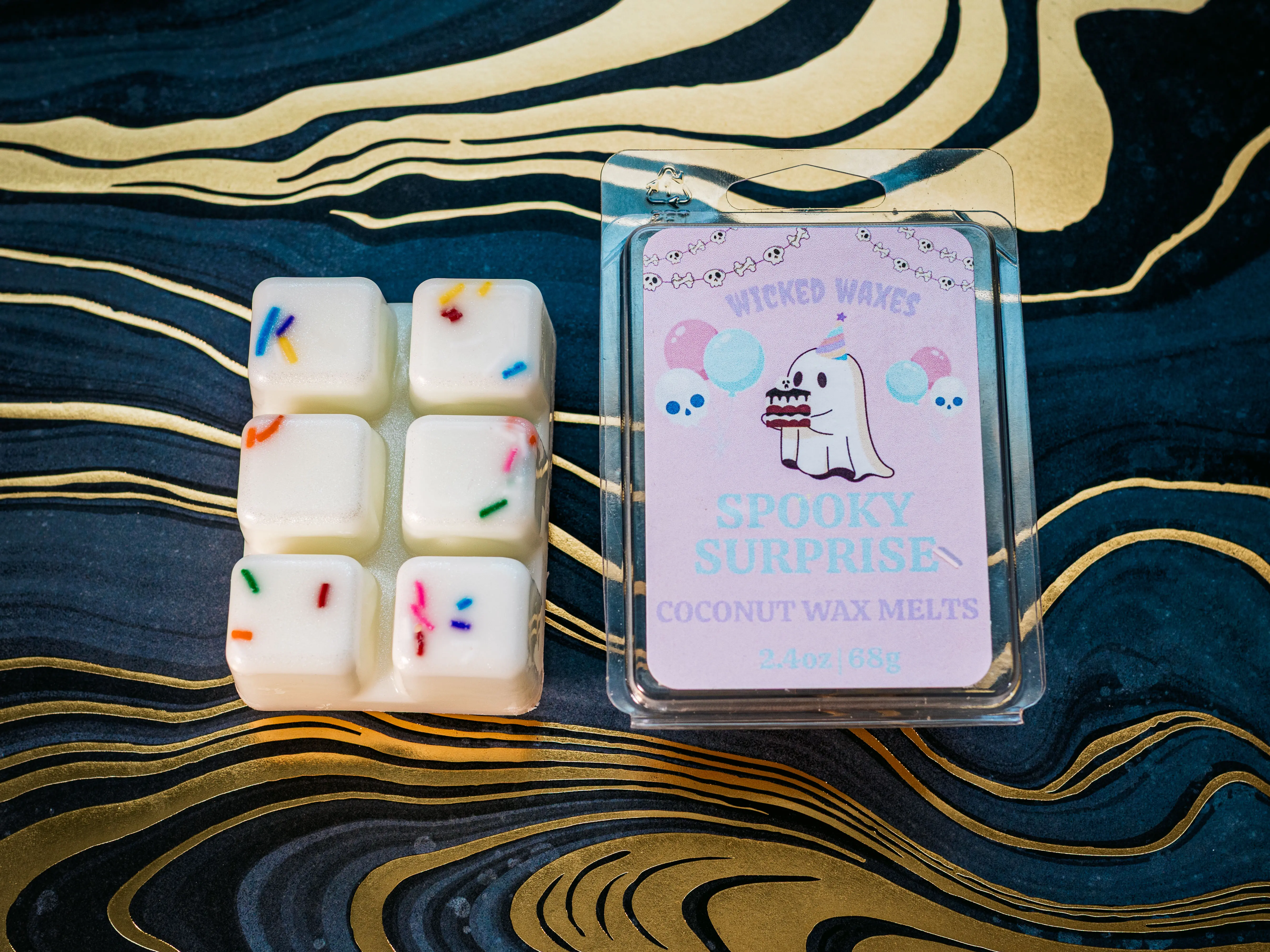 Spooky Surprise Coconut Wax Melts | Birthday Cake Scented Wax Melt | Vanilla Buttercream & Maple | Spooky Cute Halloween Decor