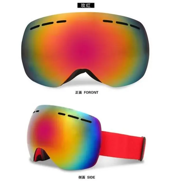 EVRSK8 Snowboarding Goggles Winter Sports Anti-fog UV400 Protection for Men Women Youth Red Frame TPU Material PC Lenses 17cm Width 9.2cm Height