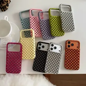 Creative Advanced Stereoscopic Hollow Out Pearl Round Bead Shock Proof Phone Cover Case for iPhone 17 Series