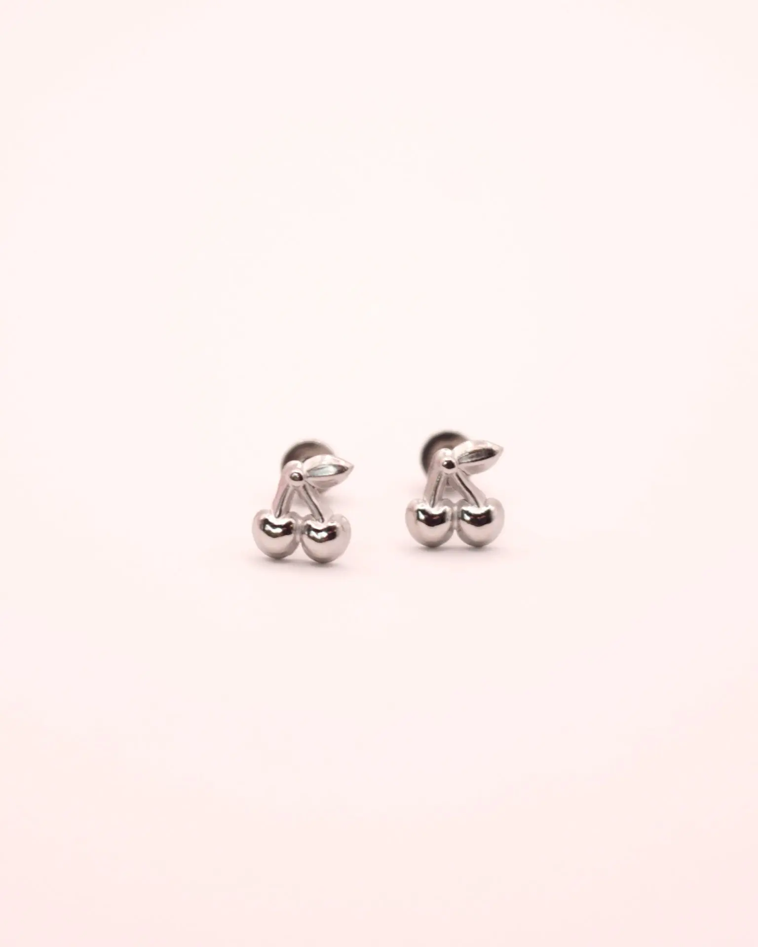 Silver Cherry Stud Earrings