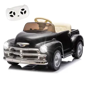 Mersco 12V Licensed Chevrolet 3100 Vintage Modeling Kids Ride-On Pickup Truck - Parent Control, 3 Speeds, LED Lights, Bluetooth, USB, 4.35 km/h High Power, Electric Toy Car for Ages 3+