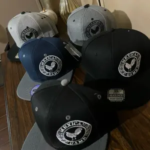 Gallero Hats Embroidered - Navy Blue, Black, and Gray Caps with Gold Embroidery Design