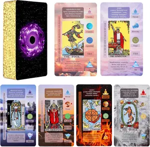 Classic Tarot Card Deck Set for Beginners with Printed Meanings, Astrology Illustrations, and Reading Messages – Ideal for Learning & Training