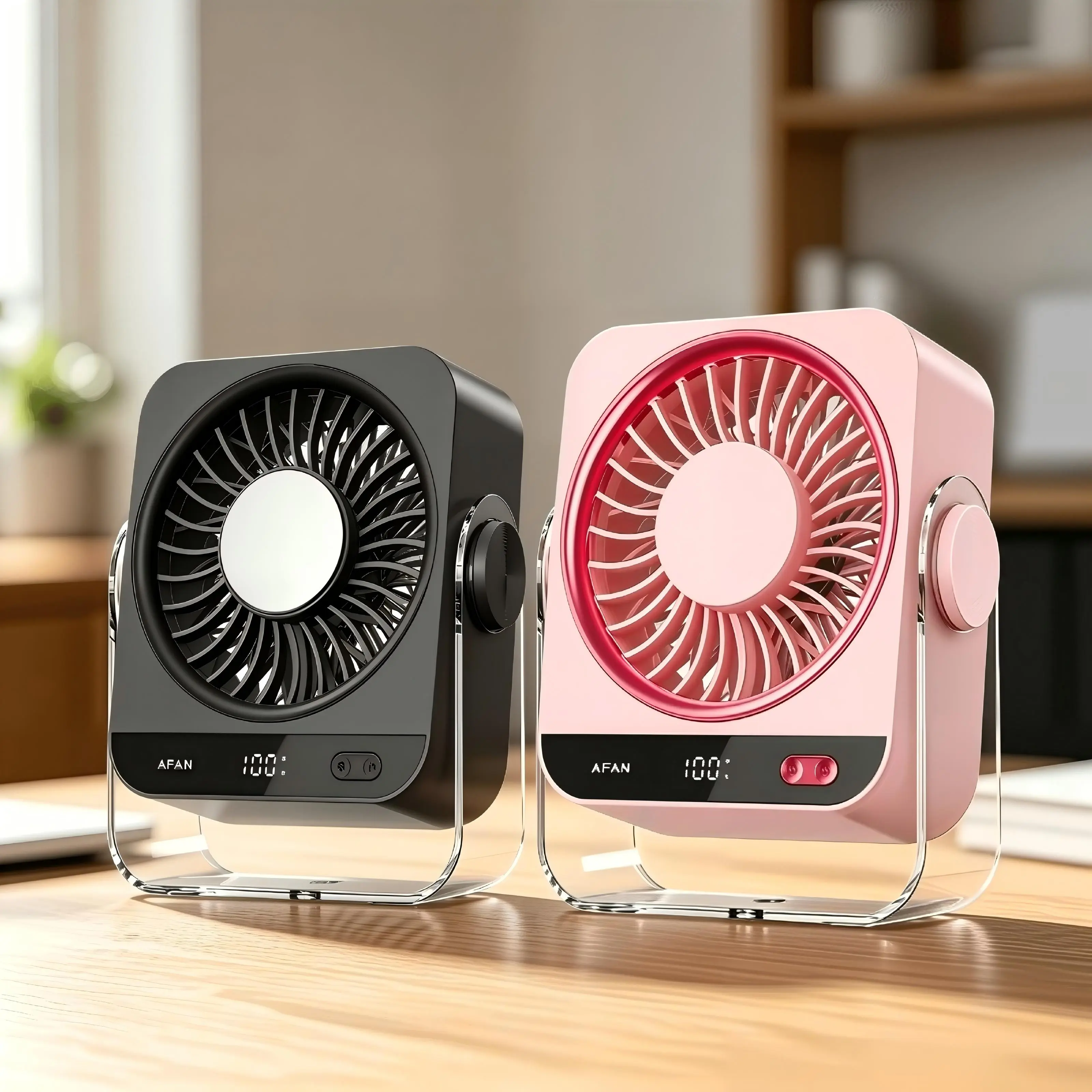 Bedroom Desktop Cooling Fan – 199-Level Vortex Airflow Turbo Fan, Digital Display, Quiet Rechargeable USB Desk Fan with 180° Adjustable Tilt, Low Noise for Home & Office