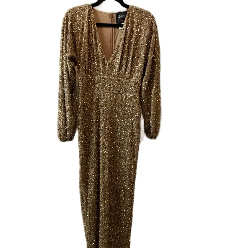 Mac Duggal Gold Sequin Long Dress with V Neck Long Sleeves for Elegant Occasions - TikTok Shop Mac Duggal Gold Sequin Long Dress with V Neck Long Sleeves for Elegant Occasions - TikTok Shop