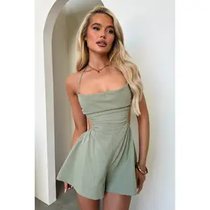 Colonia Backless Playsuit - Khaki