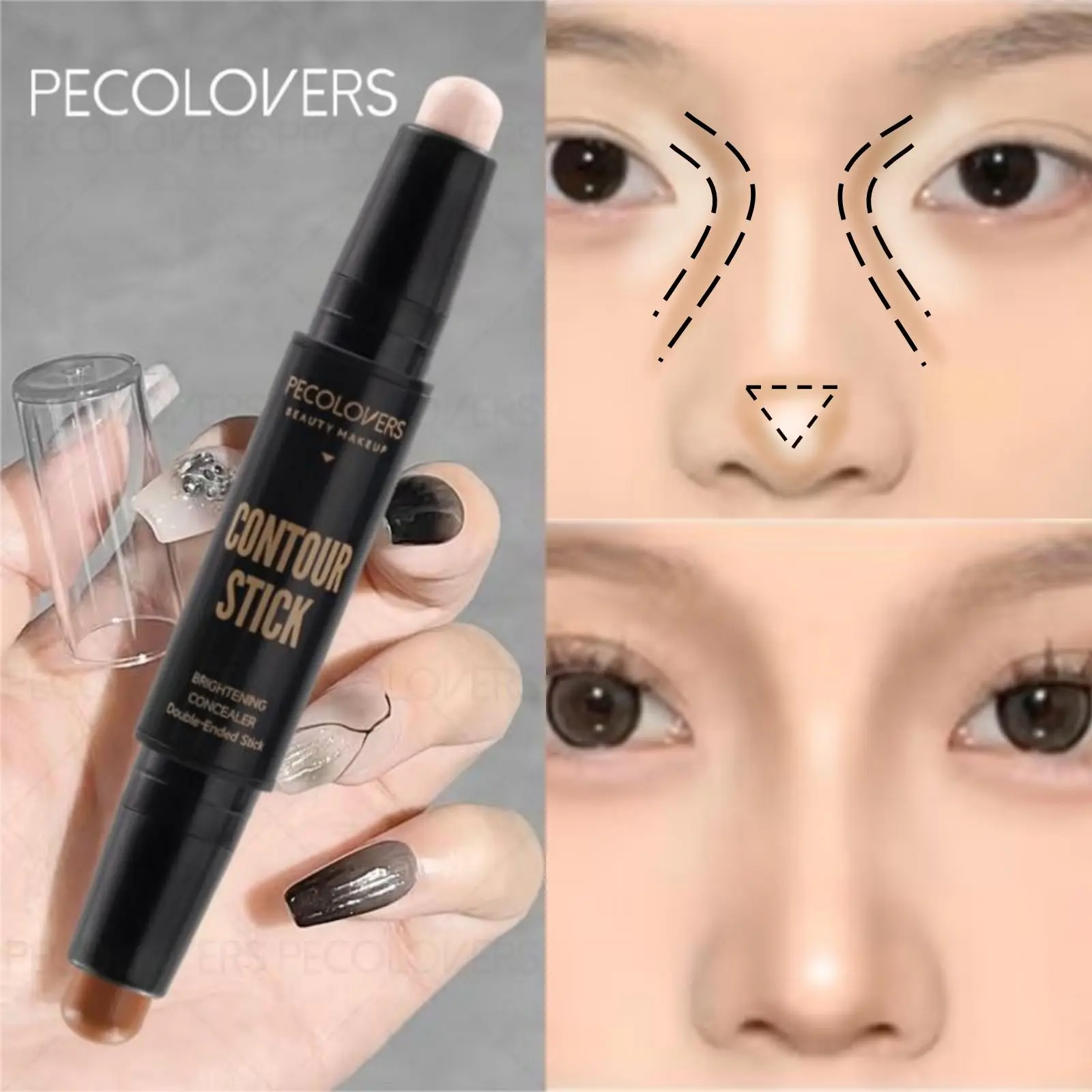 1pc Double-Headed Concealer Stick/Contouring Stick, Long-Lasting Waterproof, Smooth And Non-Dry, Easily Repairs Face Shape And Changes Makeup