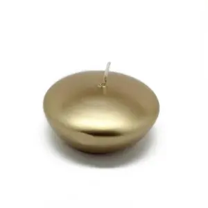 212 MAIN Round 3 in. Metallic Gold Unscented Handpoured Long-Burning Water Floating Wax Candles - CFZ-065-0, 12 Pieces/Box, for Camping & Hiking Lighting, Event Decoration