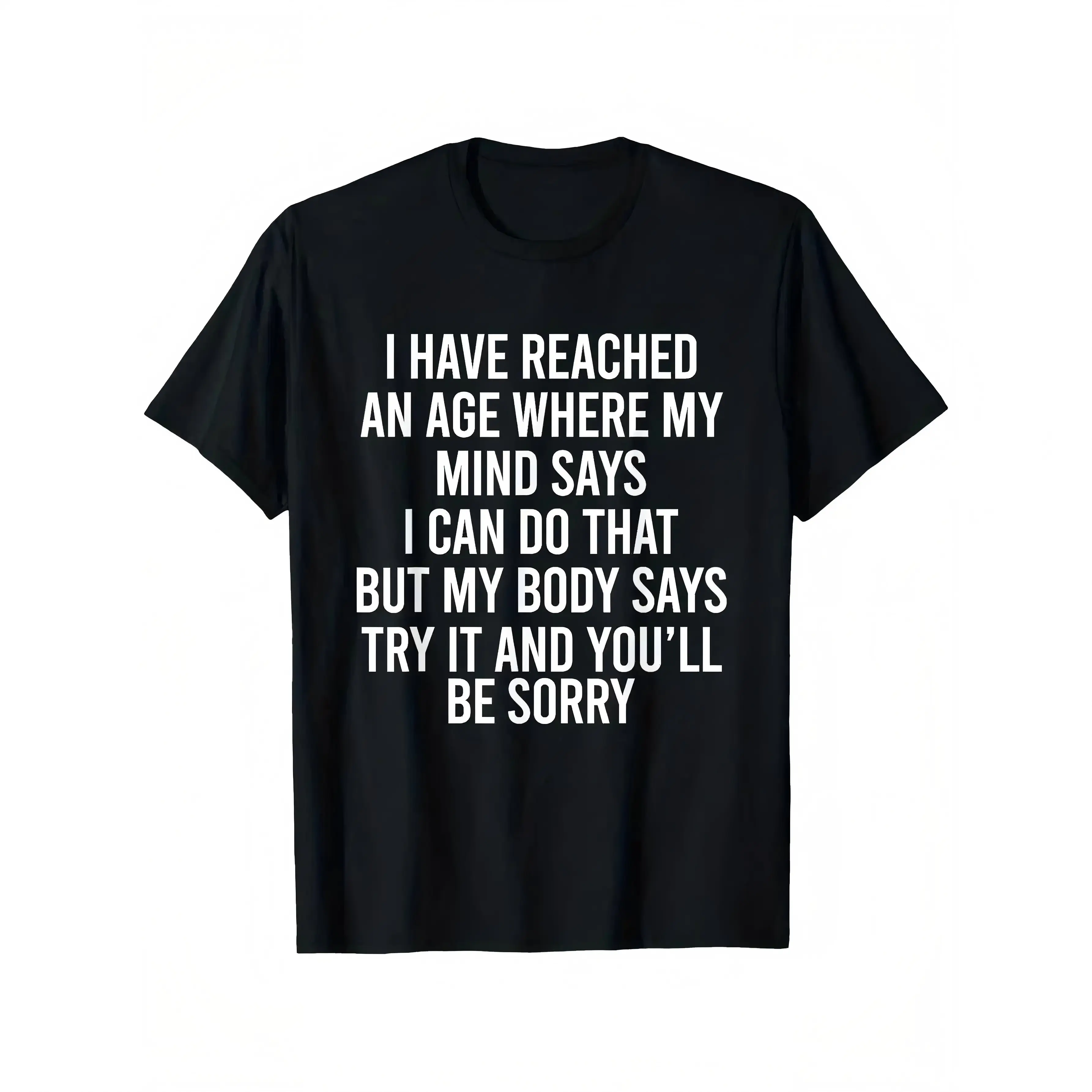 Men's Fun Senior Humor T-Shirt - Satirical Quote Top, Black with White Text, Casual Crew Neck Shirt, Suitable for Men and Women - Funny Birthday Gift for Seniors and Adults - Machine Washable Casual Wear - Year-Round Short S,Street,shop