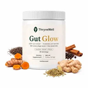 Gut Glow  Daily Gut Health Powder Bloat Relief + Digestion Support Herbal Prebiotic & Probiotic Blend 30 Servings 10+ Natural Ingredients Unflavored
