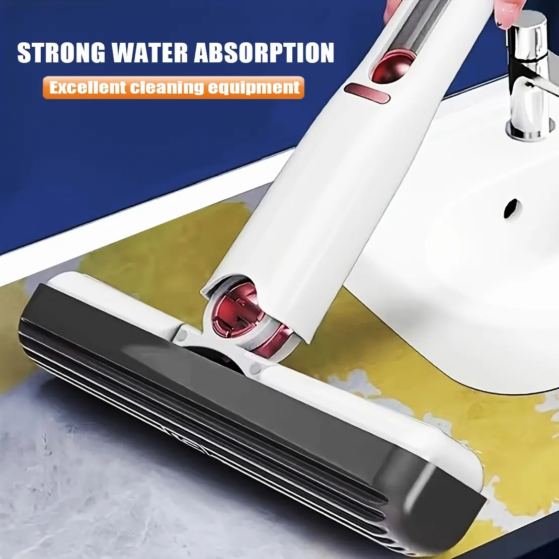 2 Set Of Adjustable Handle Mini Sponge Mop with 4 Reusable Sponge Heads, Self Squeezing Lazy Desktop Mop, Suitable for Bathroom, Kitchen, Car, Window Glass Wipers, Super Absorbent, Multi-purpose Portable Cleaning Tool for Home And Office