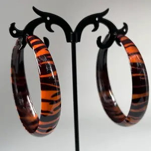 Orange Y2K Vintage Zebra Print Hoop Earrings - Emo Scene Mcbling Trashy Y2K Early 2000s Jewelry earring earring girl jewelry cute earring