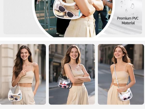 Clear Bag for Stadium Events, Clear Shoulder Bag for Stadium Approved with Wallet, for Concerts Sports Events