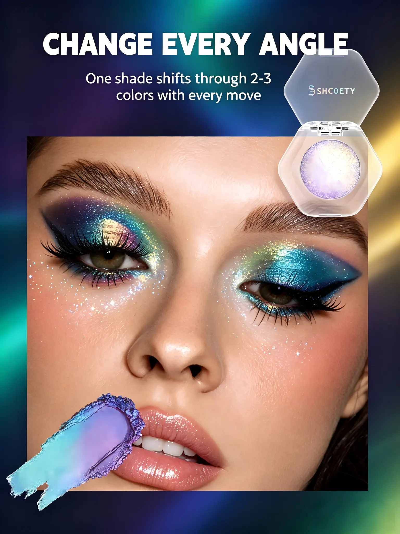 Cosmetics Chameleon Eyeshadow, Color-Shifting Multichrome Pressed Eyeshadow, Highly Pigmented Eye Makeup, Single Shade, 1.5g/0.05oz Compact Compact Smooth