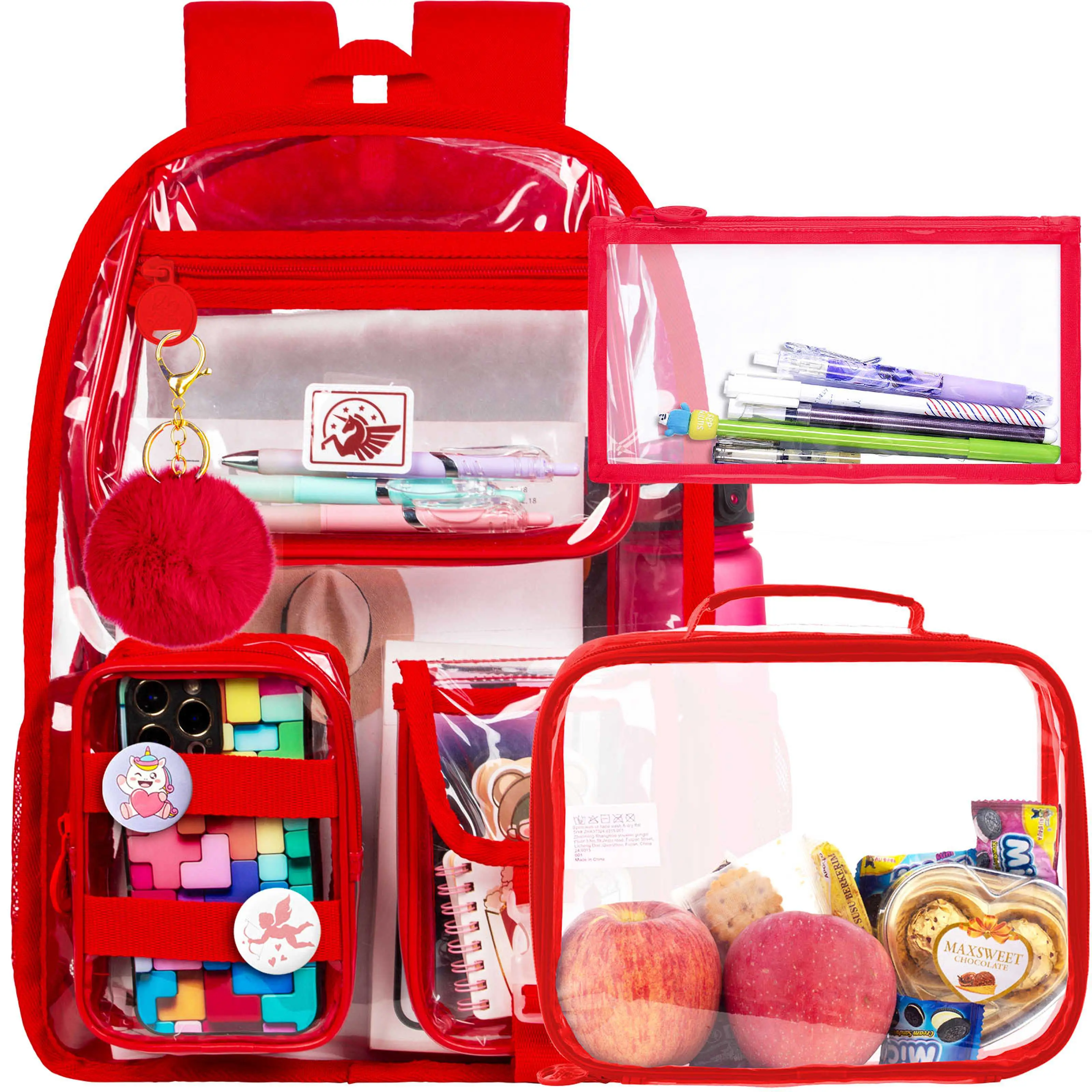 Clear Backpack, Transparent Bookbag Heavy Duty See Through Backpacks