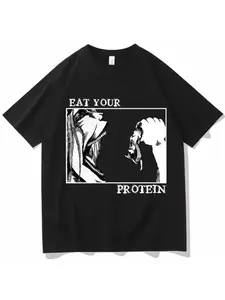 Attack On Titan T-Shirts Eat Your Protein Shirt Man Women Summer Casual O-Neck Short Sleeve Shirts