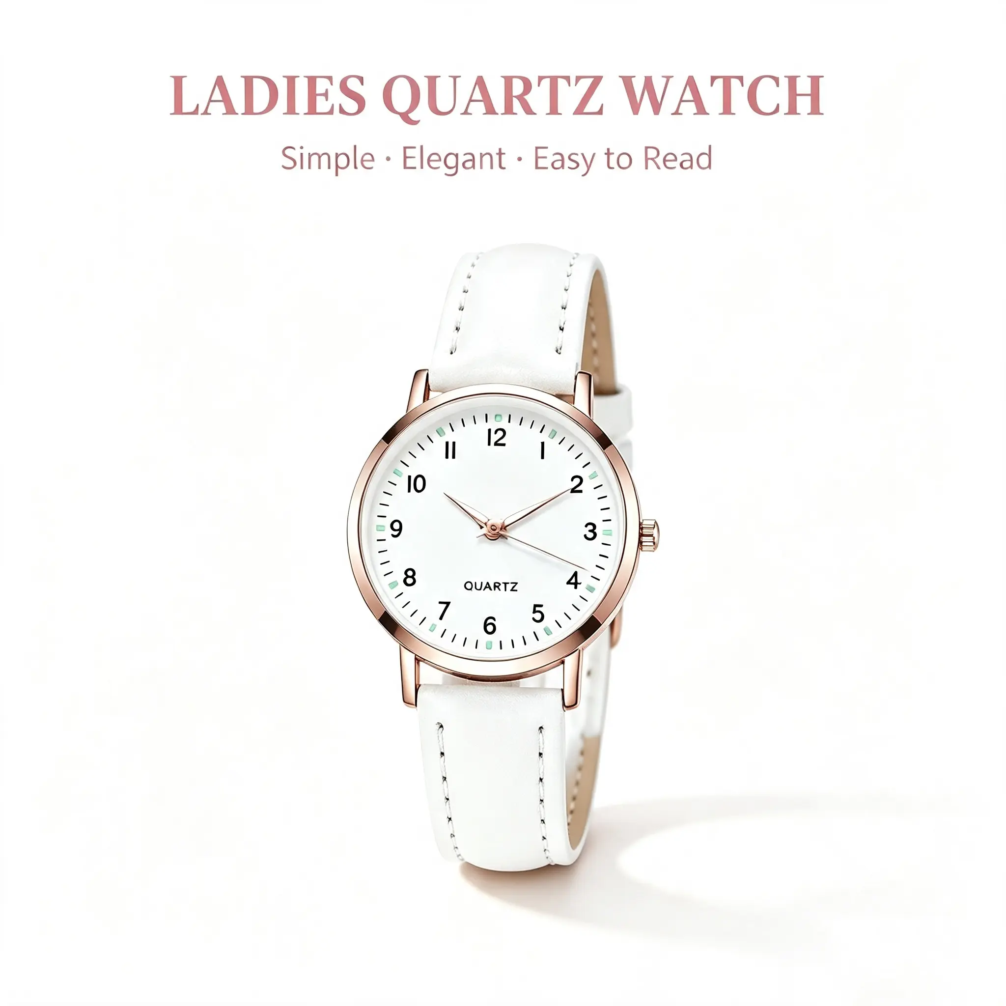 Classic Leather Band Women’s Quartz Wristwatch, Vintage Mini Round Luminous Dial Watch, Simple Easy To Read Timepiece, Birthday Present Gift for Ladies & Teen Girls