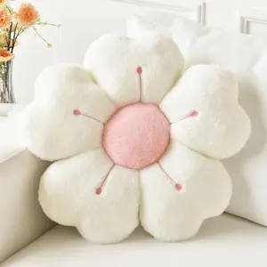 Flower Shaped Decorative Throw Pillows for Bed Couch, Cute Daisy Flower Pillow Dorm Decor Floor Seating Cushion (White, 15 Inches)