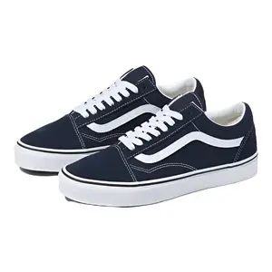VANS Old Skool Parisian Night/True White Low Top Lace-Up Casual Sneaker Trainers, Men's Walking Shoes with Durable Suede Canvas Upper, Round Toe, Rubber Construction, All-Season Wear, Athletic, Footwear, Casual Wear