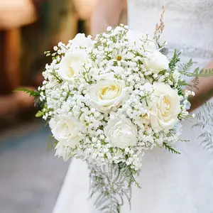 300pcs Outdoor Artificial Flower Bouquet, Premium Antioxidant Eggplant Grass Faux Flowers with Realistic Tactile Feel, Suitable for Home and Office Decor, Garden and Courtyard Arrangements, and Wedding and Birthday Party Decorations, Faux Rose Bouquet