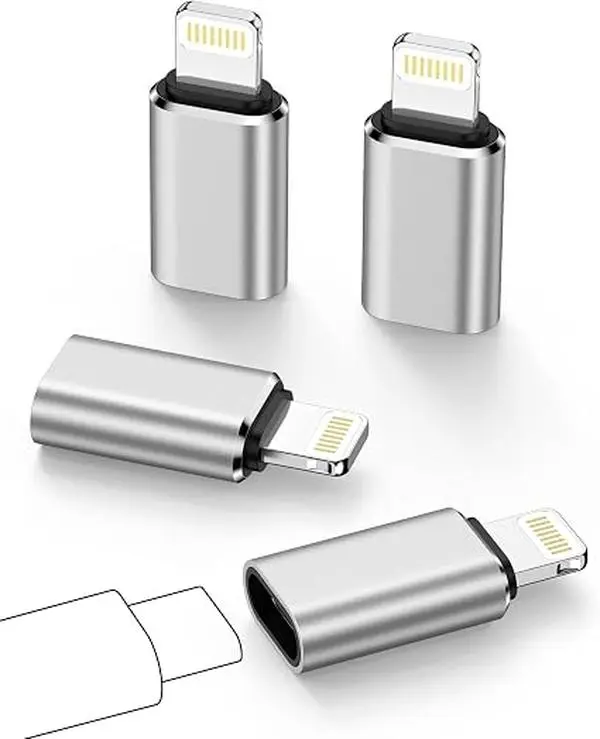 4-Pack USB C to Lightning Adapter, Type C to Lightning Adapter Fast Charger | C to Lightning Adapter Support PD Fast Charging Compatible for iPhone 14/13/12/11/X/XR Pro, iPad, AirPods – Not for Audio/OTG