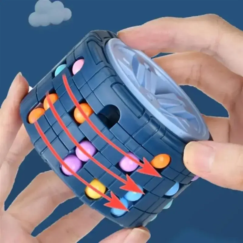 3D Cylinder Cube Fidget Puzzle Toy, Rotating Sliding Sensory Fidget Stress Relief Toy for Calm Corner Emotional Regulation, Montessori Educational Gift for 12 Years Above for Anxiety Relief, Sensory Activities, Sensory Fidget Stress Relief Toys