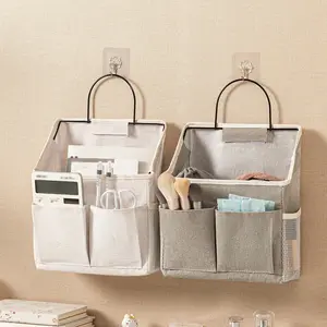 Hangable Lightweight Artificial Leather Hanging Storage Organizer (1 Pack/2 Packs), Over Door Multi-Pocket Basket for Dorm Room & Bathroom, Space-Saving Wall Pocket for Beauty Products, College Essentials