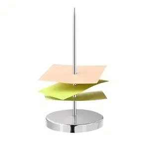 Chrome multi - functional rack: paper holder, nail stick, receipt/check stand & money fork. Fits desks, restaurants, kitchens for neat storage.