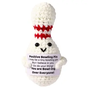 Handmade Crochet Bowling Ball and Card Positive Energy Plush Toy, Cute Emotion Doll Gift, Handcrafted Emotional Companion, Handmade Crochet Figure