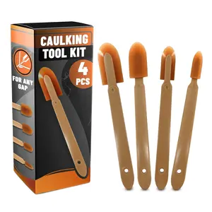 4-Piece Caulking Tool Kit for Sealant & Grout – Finishing & Smoothing Tool Set for,, Tile & Window – Reusable Urethane Tips with ABS Handle, Sizes 0.78"-1.73"