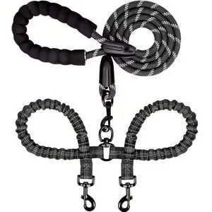 Pet Leash — Dual Dog Leash, 60° Rotating Anti-Tangle Design — Suitable for Walking and Training Two Pets, Soft Handle, Reflective Night Strap, Durable and Stays Knot-Free, Highly Adaptable, Non-Chew Resistant