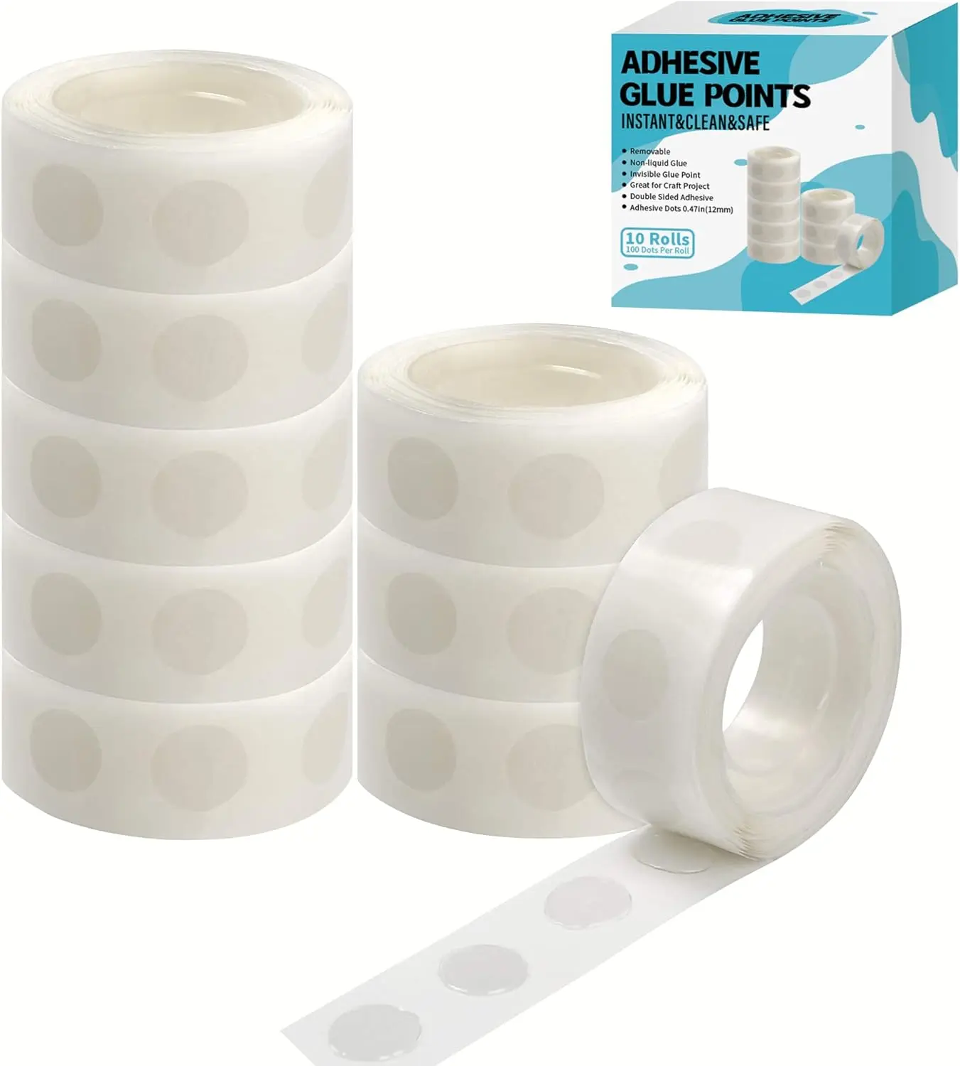 1000 count Glue Point Clear Balloon Glue Removable Adhesive Dots Double Sided Dots of Glue Tape for Balloons Craft Glue Points Dots Sticky Dots or Wedding Decoration