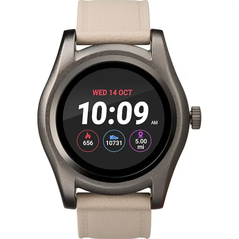 iConnect by Timex Classic Round Gunmetal Beige Silicone Ladies Smartwatch TW5M31900