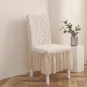 Luxurious Comfort Soft Jacquard Skirted Stretch Dining Chair Covers, Elastic Parson Chair Slipcovers for Holiday & Party Decor, Home/restaurant Use