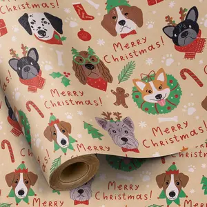 Christmas Wrapping Paper Roll, Mini Roll, Xmas  and Merry Christmas Text Design   Wrap for Holiday Gifts, 17 Inches X 32.8