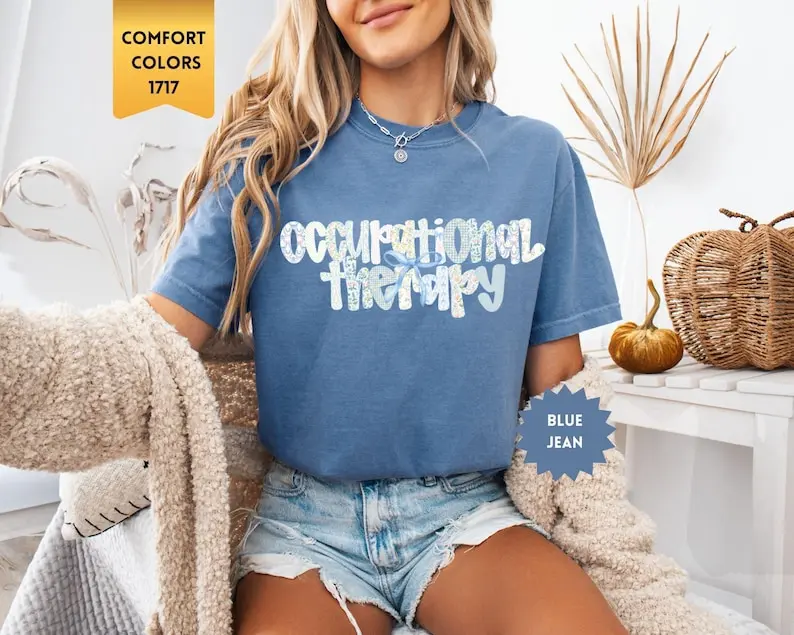 Comfort ColorsÂ® Occupational Therapy Shirt, Coquette Bow OT Tshirt, Floral Occupational Therapist Shirts, Gift for OTA, Trendy Gifts, COTA