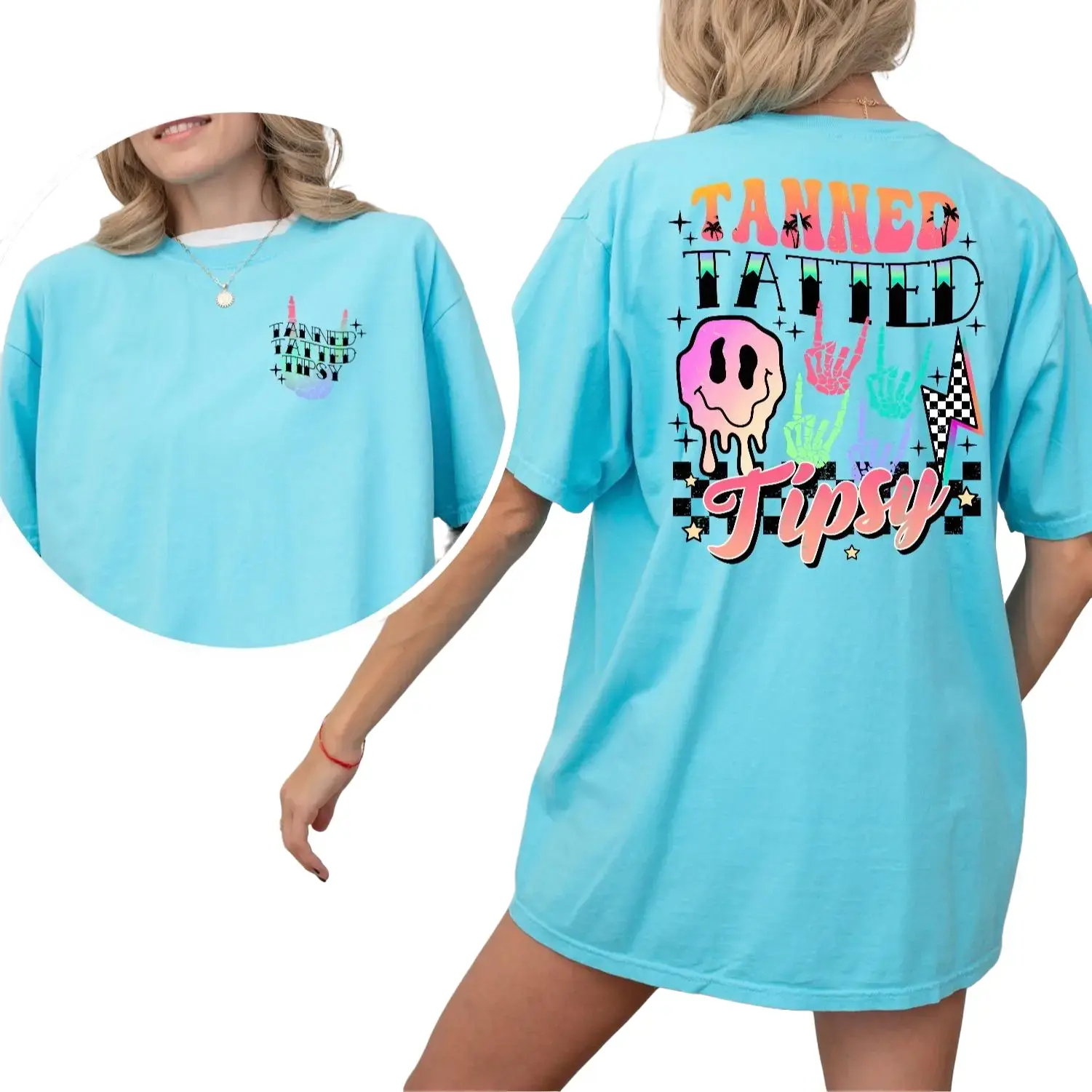Summer Comfort Tanned Tatted and Tipsy Loose-Fitting unisex Tee Casual