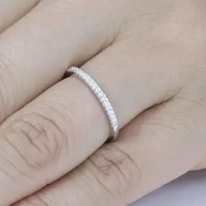 1.3mm CZ 925 Sterling Silver Stackable Wedding Band Skinny Ring Size 2.5-15 S178