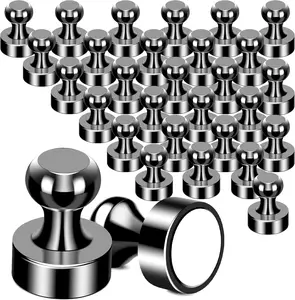 30Pcs Fridge Magnets, Refrigerator Magnets Strong for Pictures, Neodymium Magnetic Push Pin Magnet Heavy Duty for Whiteboard, Office, Classroom, Locker, Whiteboard and Map Magnet
