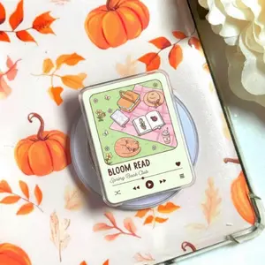 Spring Reading Phone Grip, Bloom Read Book Lover Pop Socket, Cozy Reader Aesthetic Phone Holder Gift