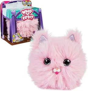 WHAT THE FLUFF? Purr 'n Fluff Interactive Toy Pet with 100 Sounds Reactions Kids Toys for Girls Ages 5+ Pink Purple Options