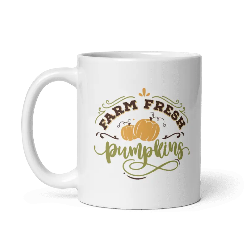Farm Fresh Pumpkins Mug - Cute Autumn Fall Coffee Cup - Ceramic 11oz/15oz Mug - Seasonal Gift for Halloween, Thanksgiving & Fall Lovers