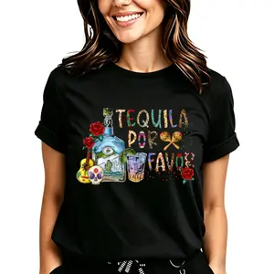 Tequila Por Favor Design T-Shirt for Women Men Cotton Clothing