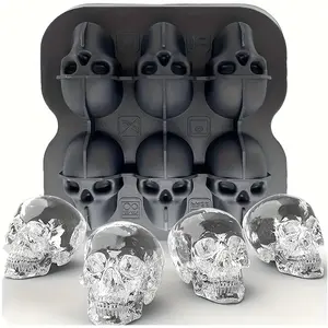 DAKGAGMAH Skull Ice Cube Mold for Whiskey, Cocktails, and Beverages, 6-Cavity Silicone Ice Tray with Easy Release, Food-Grade Flexible Ice Maker